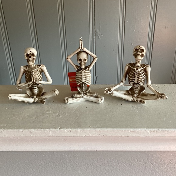 NWT Set of 3 Large Yoga Pose Skeleton Statues Decorations Set 🧘‍♀️🧘🧘‍♂️ - Picture 14 of 17
